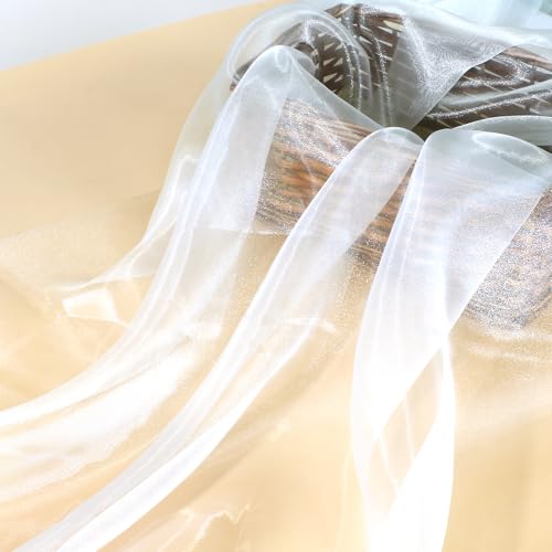 Manyshofu White Organza Fabric by The Yard, 60 Wide (1 Yard) - color: White, size: 1 Yard