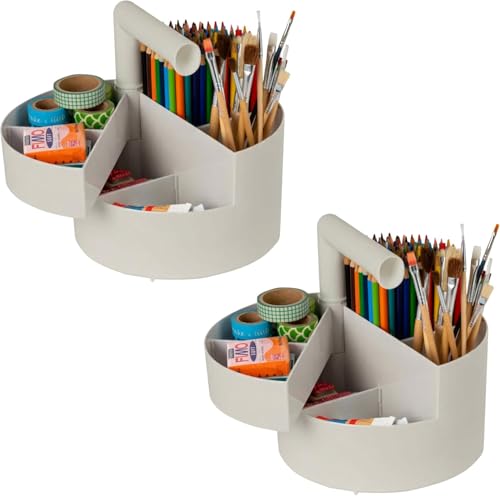 IRIS USA Desk Pencil Organizer |Made in USA| 6 Storage Compartments - Gray - color: Grey