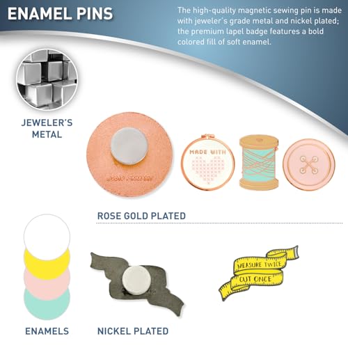 PinMart Sewing Magnetic Enamel Pin and Needle Minder - color: Sewing Tape Measure Black Nickel Plated, size: 1 Piece