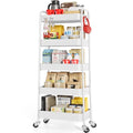 TOOLF 5-Tier Metal Rolling Cart with Wheels, Storage Utility Cart White - color: White, size: 5-Tier