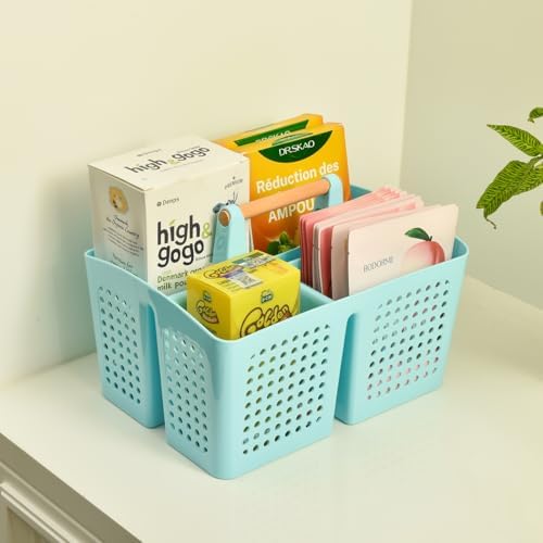 Portable Shower Caddy Basket with 3 Compartments and Handle, Deep Blue - color: Blue