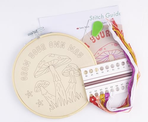 FUNATIC Grow Your Own Way Funny Mushroom Themed Embroidery Kit for Adults - color: Grow Your Own Way