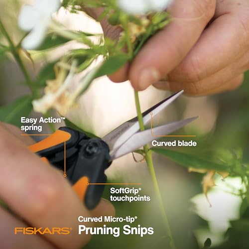 Fiskars 6" Curved Micro-Tip Pruning Snips, Garden Scissors For Tight Spaces - style: Curved Snips
