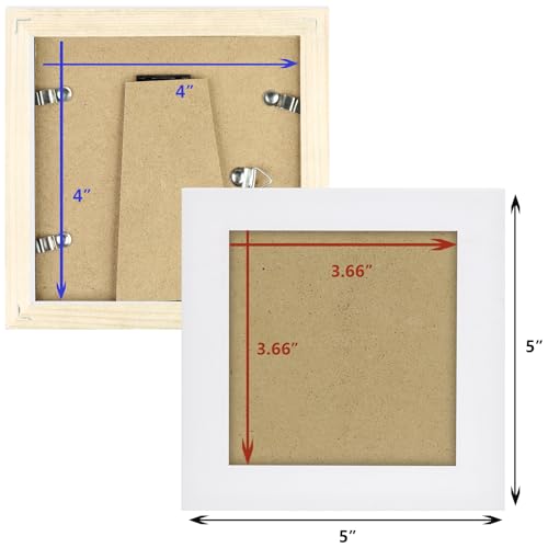 4x4 White Picture Frames Square Classic Natural Wood 6 Pack for Wall Mounting and Tabletop Display - color: White, size: 4x4