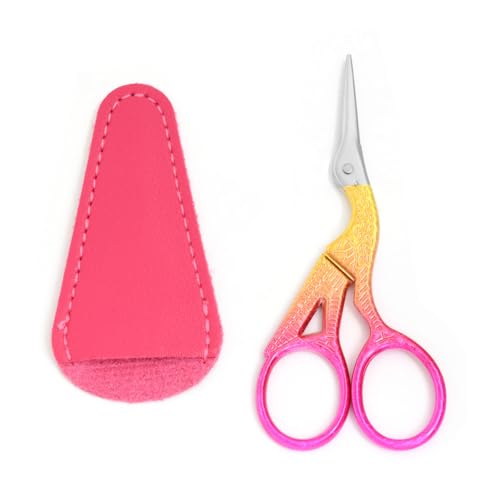3.6" Sewing Embroidery Scissors with Artificial Leather Cover(Golden Rose) - color: Golden Rose