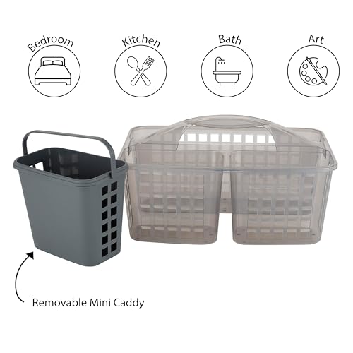 Bath Bliss 2 in 1 Portable, Bathroom Shower Caddy for Shampoo, Conditioner, Soap, and Cosmetics, in Grey Bath Tote (26118-GREY) - color: Grey