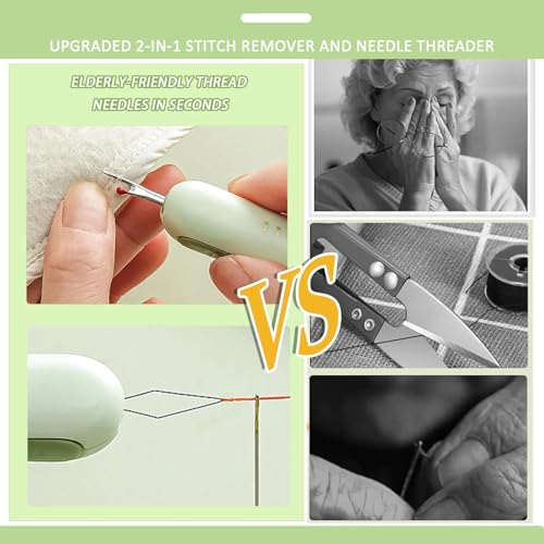 ZhXu Shuo 2 in 1 Needle Threader Seam Ripper for Sewing, Needle Threaders and Seam Rippers Tool for Sewing Enthusiasts and Elderly (3 PCS)