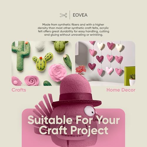 EOVEA - Acrylic Felt Fabric by The Yard - Soft and Durable 72" Wide & 1.6mm Thick Felt Sheets for DIY Crafts, Sewing, Upholstery, Cushion, Padding, Costumes(Baby Pink, 1 Yard) - color: Baby Pink, size: 1 Yard