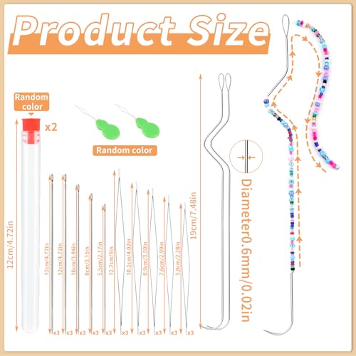 GarfxG 36 Pcs Beading Needles Set, 3 Types Bead Spinner Needles with Tools - style: 2pcs Spinner Needles/36pcs Set