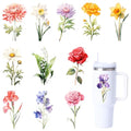 12 Sheets Flower UV DTF Transfers Stickers, Colorful Floral - style: D016