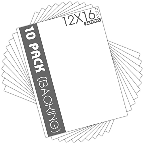 Mat Board Center 12x16 Backing Boards, 10 Pack White Backboards for Frames - size: 12x16