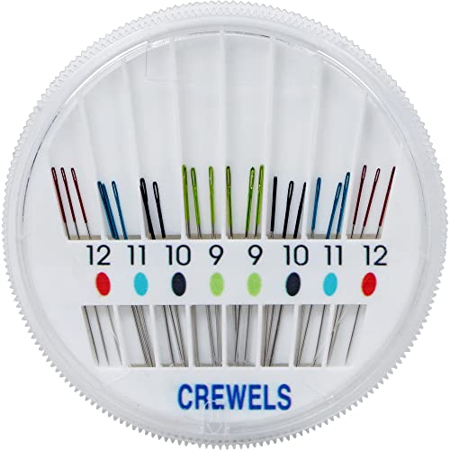 SINGER Crewel Needles in Dial Compact, Assorted Sized Sewing Needles, Sizes 9, 10, 11, 12, Set of 24