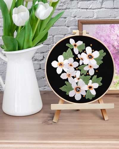 ERKOON Embroidery Kit for Beginners, Flower Cross Stitch Set Include Embroidery Cloth Hoops Threads for Craft Lover Hand Stitch with Embroidery Skill Techniques (Wildflowers) - color: Wildflowers