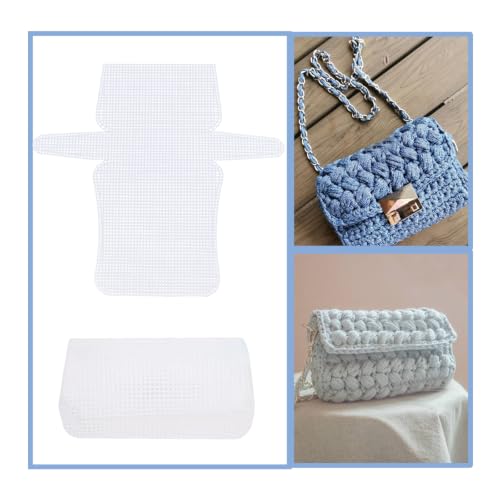 TTFdacai 6 Pcs DIY Plastic Mesh Canvas Sheets, Blank Needlepoint Canvas Craft Kit, Handbag to Weave mesh Canvas Supplies for DIY Sewing Crochet Bag Craft Yarn Making