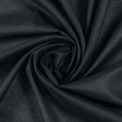 Barcelonetta | Cotton Lawn Fabric | Lining Fabric | 100% Cotton | Thin | 58" Wide | Sewing, Air Feel Layer | Cloth, Solid (Black, 5 Yard) - color: Black, size: 5 Yard
