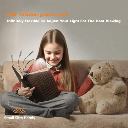 VAVOFO Rechargeable Reading Light, Clip on Book Light for Reading in Bed - color: Metallic Grey
