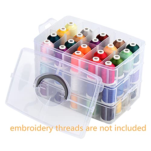 Simthread 3-Layer Thread Organizer Box 60 Spools Stackable Storage Case - size: 3 Layers Case