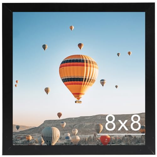 JCJMY 8x8 Picture Frame Black for Wall Hanging or Tabletop, Wall Mounting Horizontally or Vertically, 8 x 8 Square Wall Gallery Poster Photo Frame with Shatter Resistant Plexiglass, Black - color: Black, size: 8x8 inch
