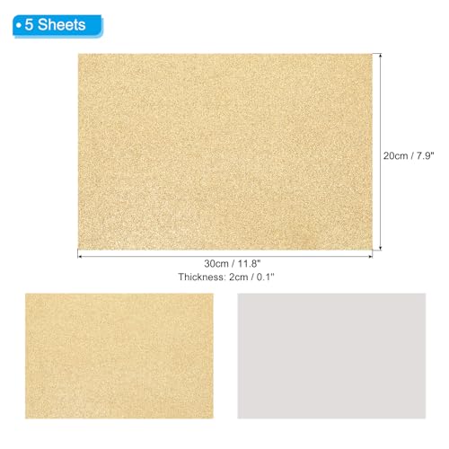 PATIKIL Light Gold Shiny EVA Glitter Foam Sheet 11.8 x 7.9 Inch 2mm Thick Sparkle EVA Glitter Felt for Crafts DIY Project, 5 Pcs - color: Light Gold