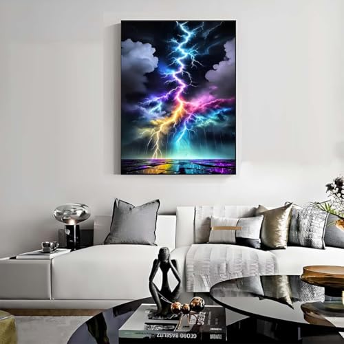 Colorful Lightning Stamped Cross Stitch Kits for Beginners Adults, Dimensions Needlepoint Art Crafts,Counted Cross Stitch Kits Embroidery Kits for Beginners Adults for Home Decor 11.8X15.7inch - color: Cross Stitch-1011-8
