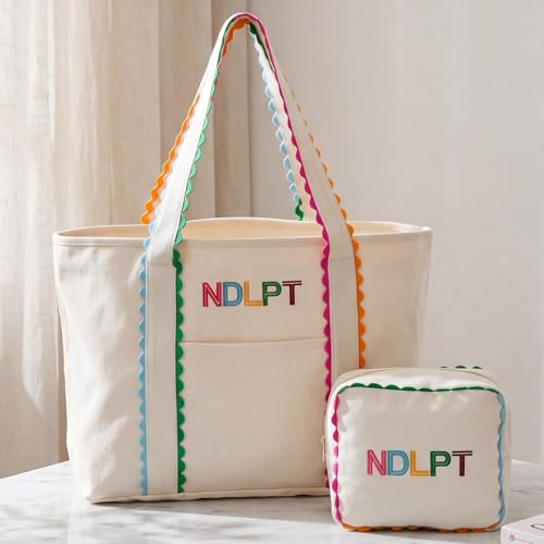 2 Pcs Needlepoint Canvas Tote Bag - color: Multicolor, size: 17 x 13 Inch, style: Fashion