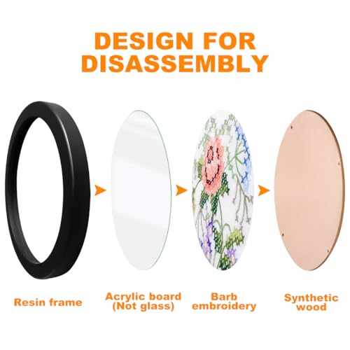 COHEALI 9.05 inch Circular Photo Frame for Embroidery Display Cross Stitch Frame Embroidery Hoop Stand Decorative Home Craft Holder for Shelf Decor and Gift Giving