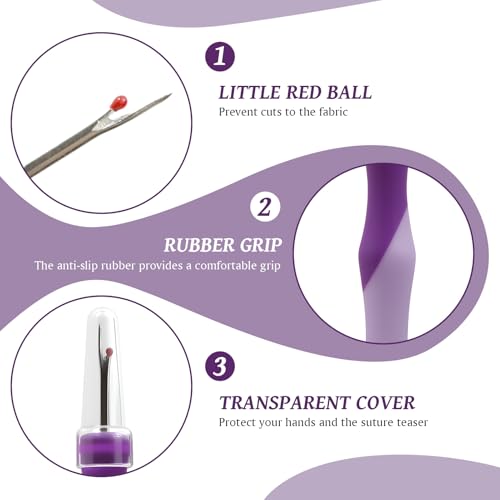 RJLCTH 3 Pcs Seam Rippers for Sewing, Purple Rubber Grip - color: Purple