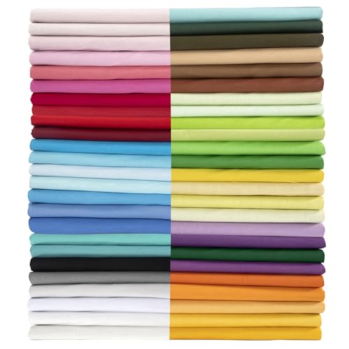 Aubliss 200pcs 100% Cotton Fabric Bundle 4" x 4" PreCut Fat Squares Sheets - color: Solid, size: 200PCS 4" x 4"