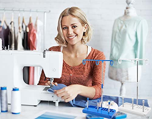 Thread Spool Holder Stand- 3 Spools Holder for Domestic (Home-Base) Embroidery and Sewing Machines - Four Colors for Choices (Blue) - color: Blue