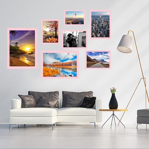 10x14 inch Wood Picture Frames for Wall Hanging,Diamond Painting Frames Rectangle Baby Scan Picture Frame for Family Walls Decoration,Anniversary,Wedding,Christmas,Halloween,Shower,Certificate (Pink) - color: Pink, size: 10x14 inch