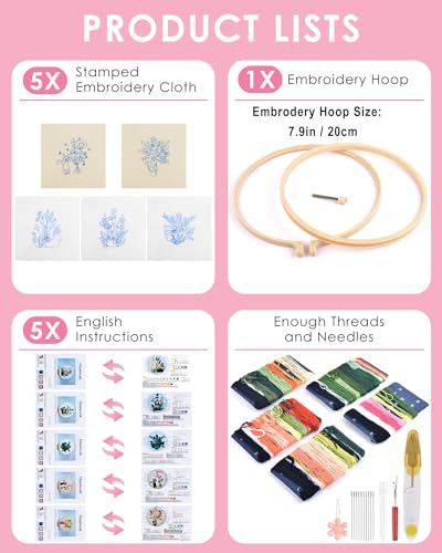 TINDTOP Embroidery Kit for Adults, Embroidery Kit for Beginners Include Embroidery Cloth Hoops Threads for Craft Lover Hand Stitch with Embroidery Skill Techniques (Black Cat) - color: Black Cat