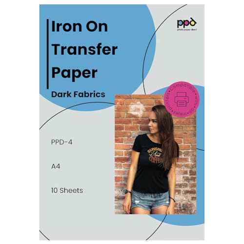 PPD 10 Sheets 8.5x11" Iron-on Heat Transfer Paper Dark Fabrics Inkjet - size: 8.5 x 11, style: Dark (10 Sheets)
