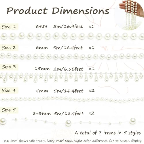 Cotton Thread Bead Pearl Chain, Artificial Pearls, for Home Decor