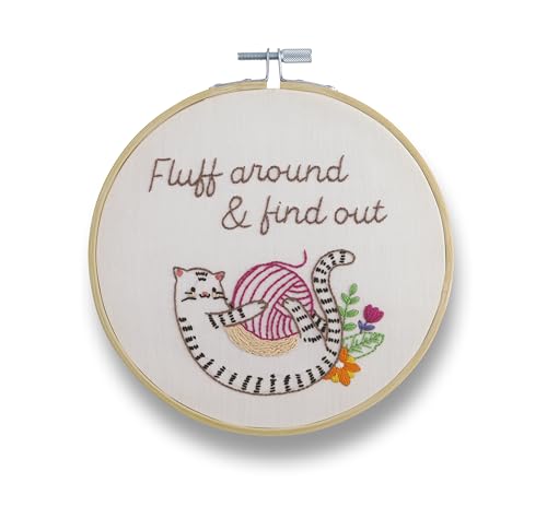 FUNATIC Fluff Around and Find Out Funny Cat Embroidery Kit for Adults - color: Fluff Around and Find Out