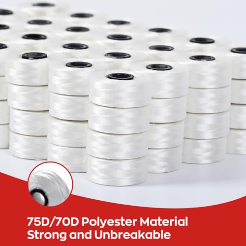 Poolin Size L Magsnap Prewound Bobbins for Multi-Needle Embroidery Machine - color: White 70D 144PCS
