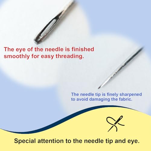 MISUYA CHUBE Sashiko Needles Set of 5, Japanese Embroidery Hand Sewing Needles, Large Eye, Durable Steel, Smooth Stitching, Made in Japan (2.62 Inches) - size: 2.62 Inches