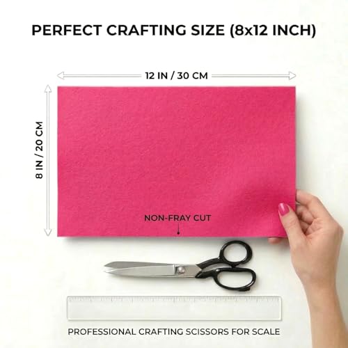Hot Pink Felt Fabric Sheets Stiff 20 Pcs 8" X 12" 1mm Thick - color: Hot Pink