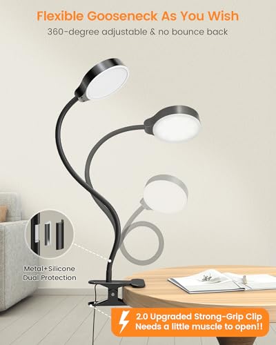Glocusent 5W Desk Lamp with Remote, 3 Colors & 5 Brightness Reading Lights - color: Black with Remote