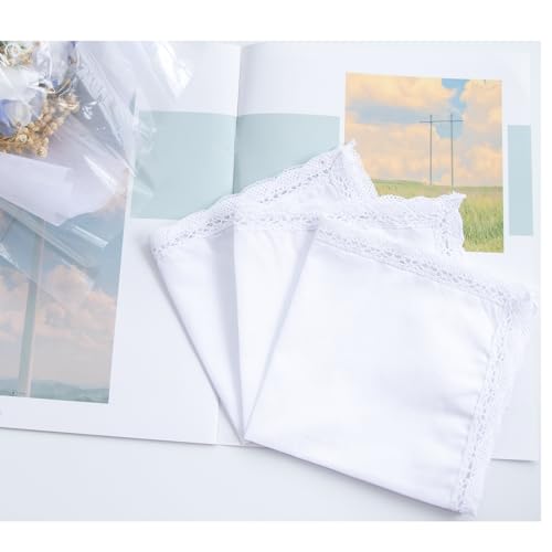 6 Pack of Ladies Embroidery Cotton Handkerchiefs Lace Wedding Hankies - color: C