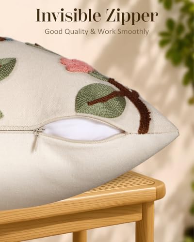 Embroidered Throw Pillow Covers 18x18 Inch, 2Pack, Bird Lemon - color: Bird Lemon, size: 18" x 18" (Pack of 2)