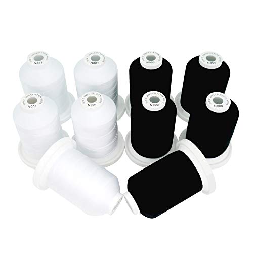 New brothread Multi-Purpose 100% Mercerized Cotton Threads -5 White+5 Black - color: 5 White+5 Black Colors