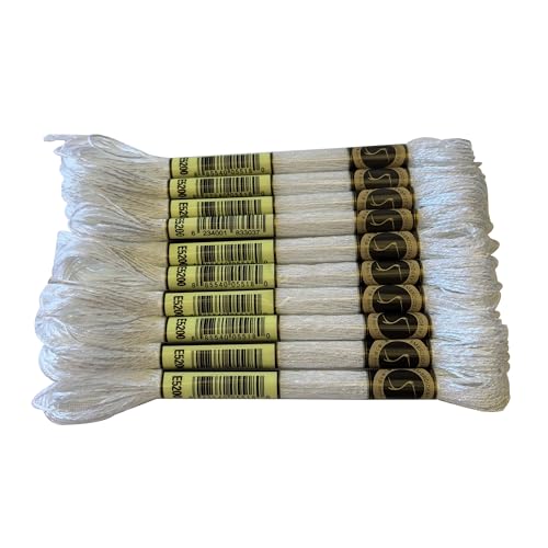 8 Meters 12 Strands Metallic Embroidery Floss Cross Stitch Needlework Thread, Metallic White, 10 Skeins - color: Metallic White