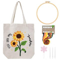 Louise Maelys Embroidery Kit Canvas Tote Bag with Sunflower Pattern - color: sunflower