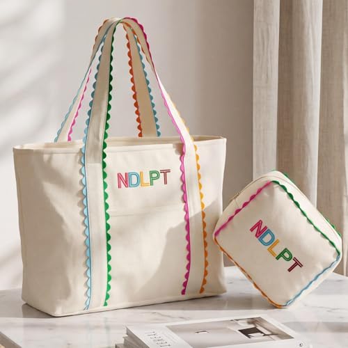 2 Pcs Needlepoint Canvas Tote Bag - color: Multicolor, size: 17 x 13 Inch, style: Fashion