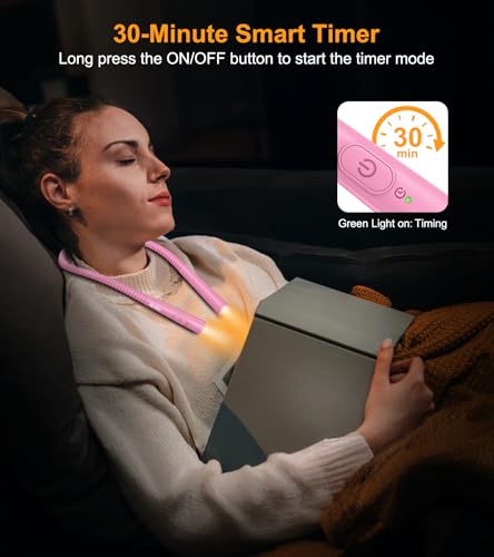 Gritin Book Light, Eye Caring 4-Color&5-Brightness Neck Light Reading Light - color: Rose, size: Upgraded