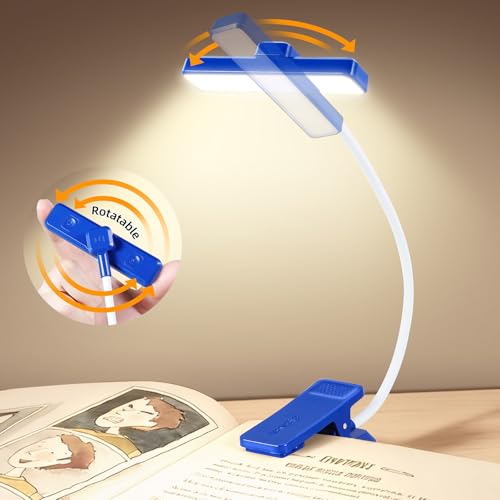 VAVOFO 24 LEDs Rotatable Book Light, Rechargeable Clip Reading Lamp - color: Royal Blue