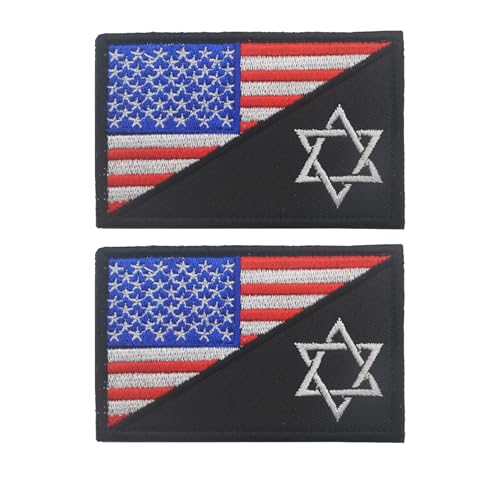 Israel Flag Patch, Embroidered Israeli Flag Patches Appliques, Tactical Combat Armband Badges with Hook and Loop Fastener Backing, 3.15 x 1.97 Inch, 2-Pack - color: color_f