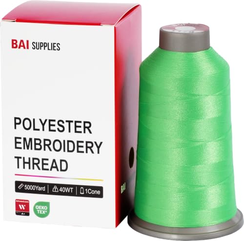 BAI Polyester Embroidery Machine Thread 5000 Yards Bright Green+1178 - color: Bright Green+1178