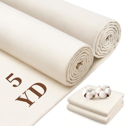100% Cotton Muslin Fabric, 63 Inch X 5 Yards Unbleached Muslin Linen Fabric by The Yard,6oz Medium Weight Draping Fabrics Suitable for for Sewing Material Apparel Cloth Quilting Draping - size: 5 YARDS