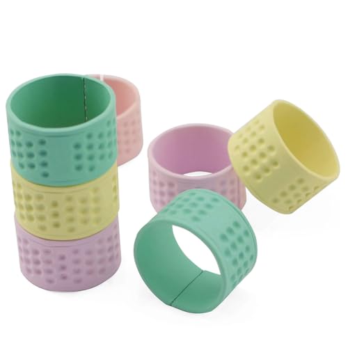 XGNG 6pcs Colorful Thick Thimbles Finger Protectors Adjustable Rings for Sewing, Quilting and Knitting